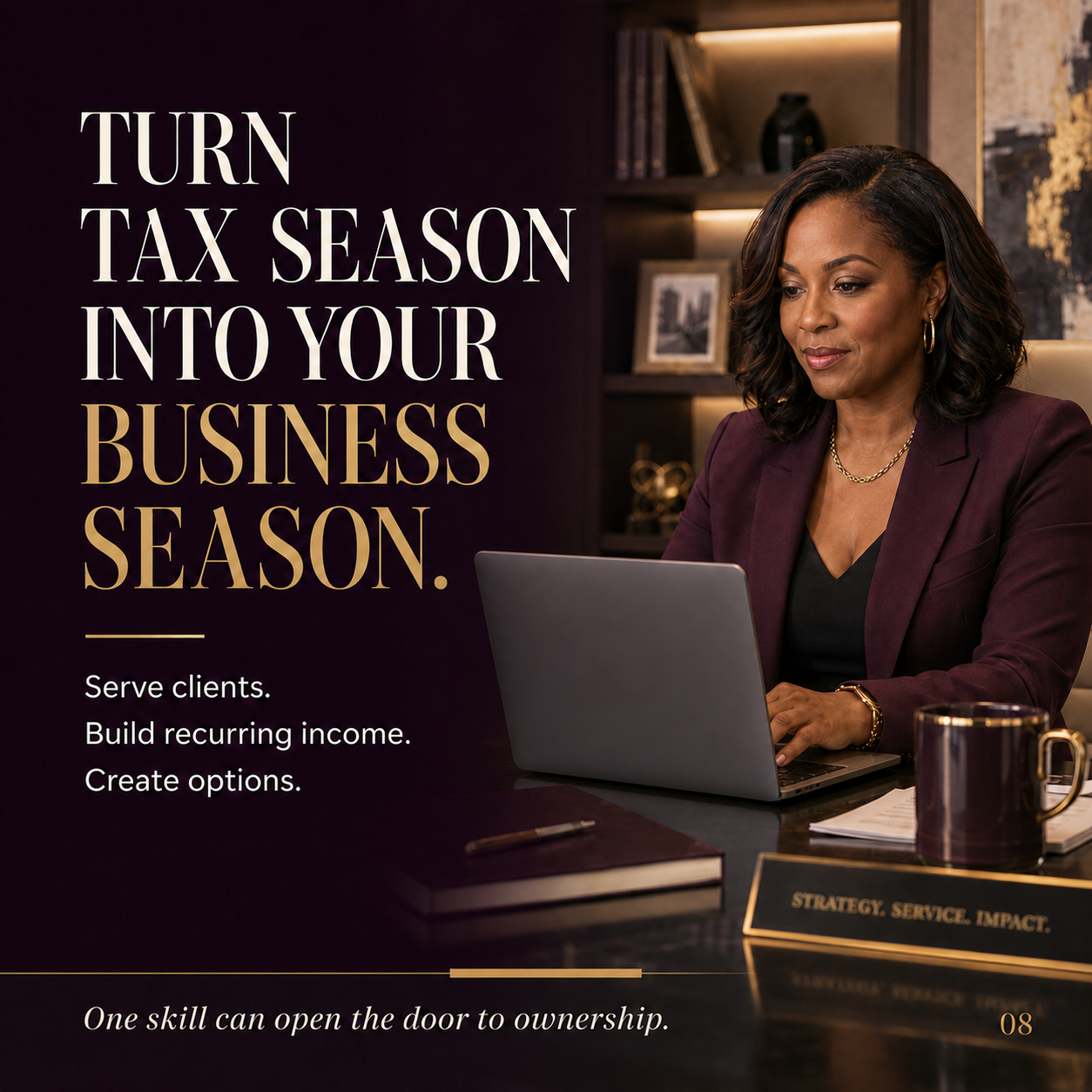 Professional tax business owner using a correctly positioned laptop