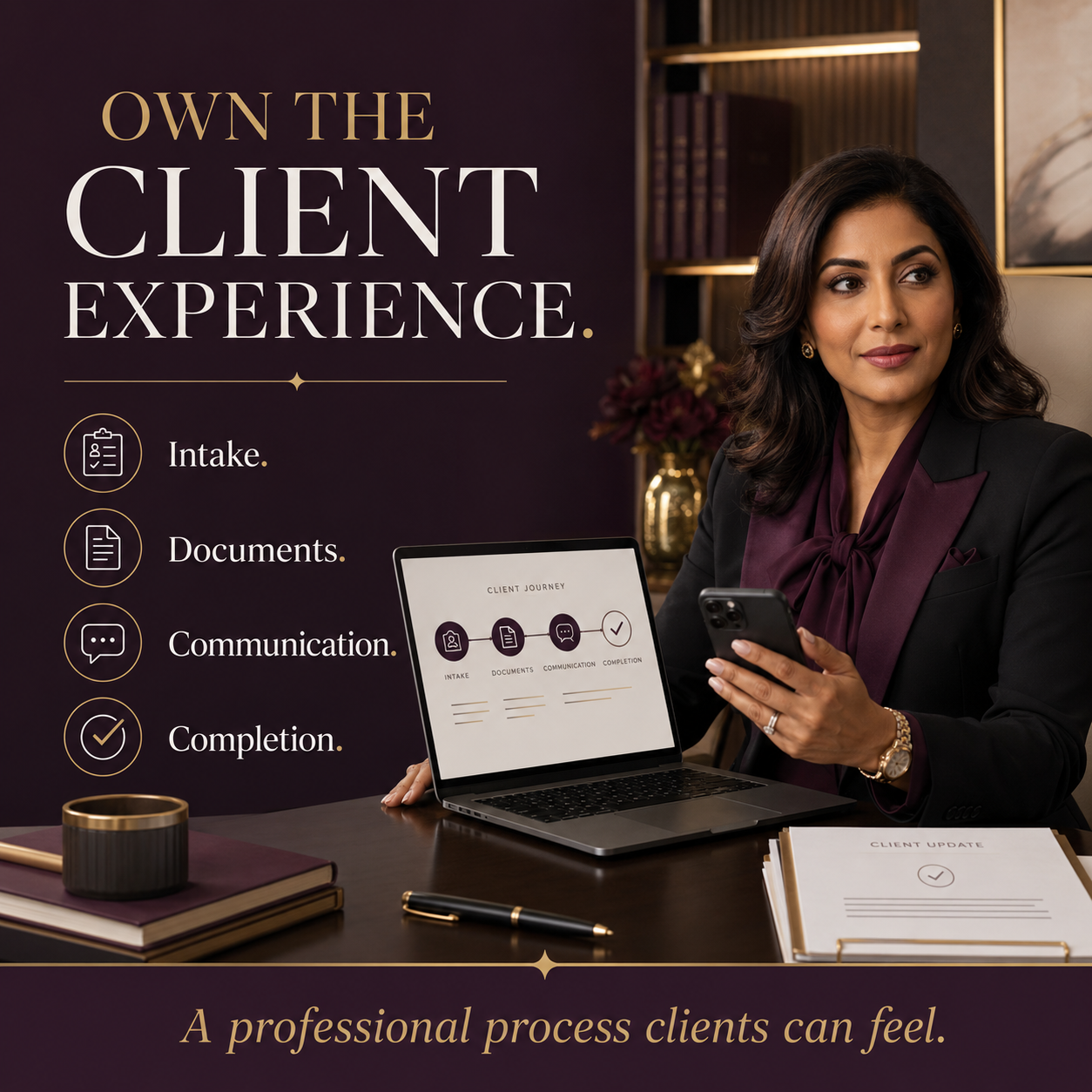 Tax business owner organizing a professional client experience